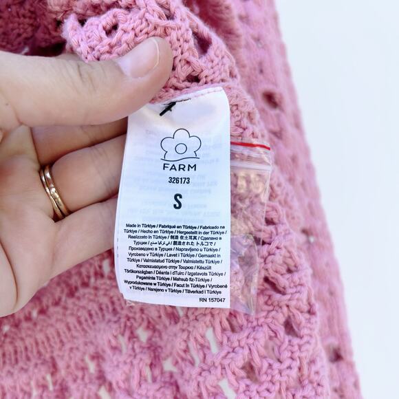 New Farm Rio Orange Tassel Crochet Cardigan Sweater Pink Boho Blouse Knit Small - Picture 11 of 12